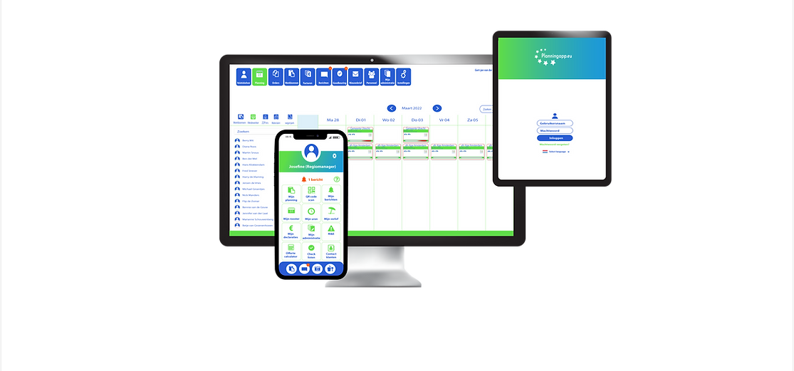 Planningapp op verschillende apparaten